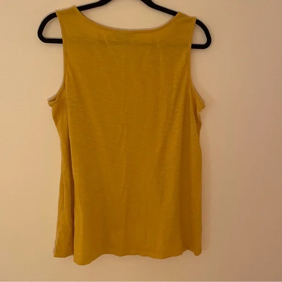 Logo by Lori Goldstein mustard, yellow 100% cotton burnout, tank top size large - Picture 4 of 9